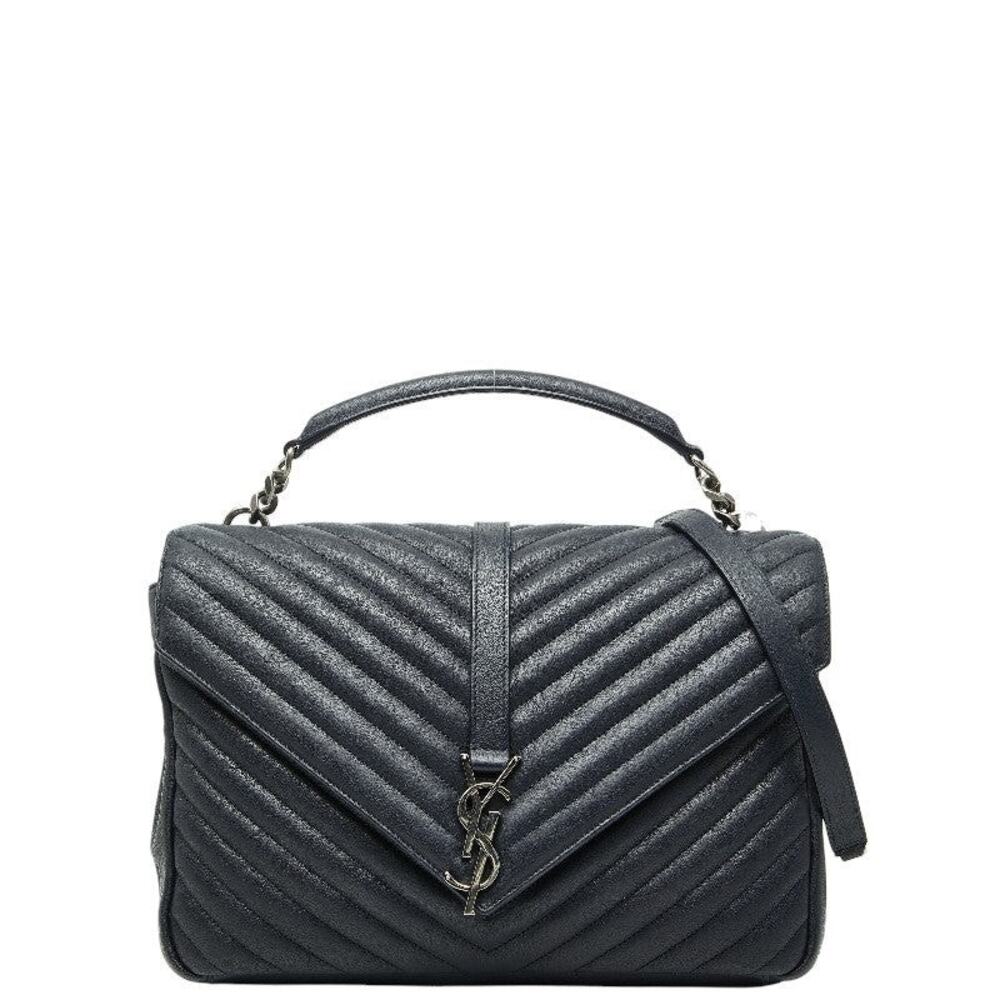 Saint Laurent Leather Classic Monogram Chain Shoulder Bag Black
